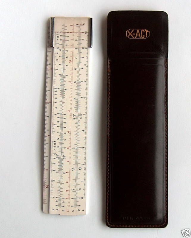 VINTAGE MACHINE DIVIDED X ACT 222p DENMARK SLIDE RULE  