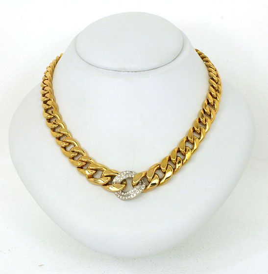 TRENDY 18K & DIAMONDS LADIES CURB LINK CHAIN NECKLACE  