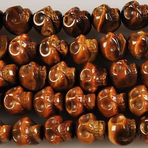 0525 Carved tigereye skull loose beads  