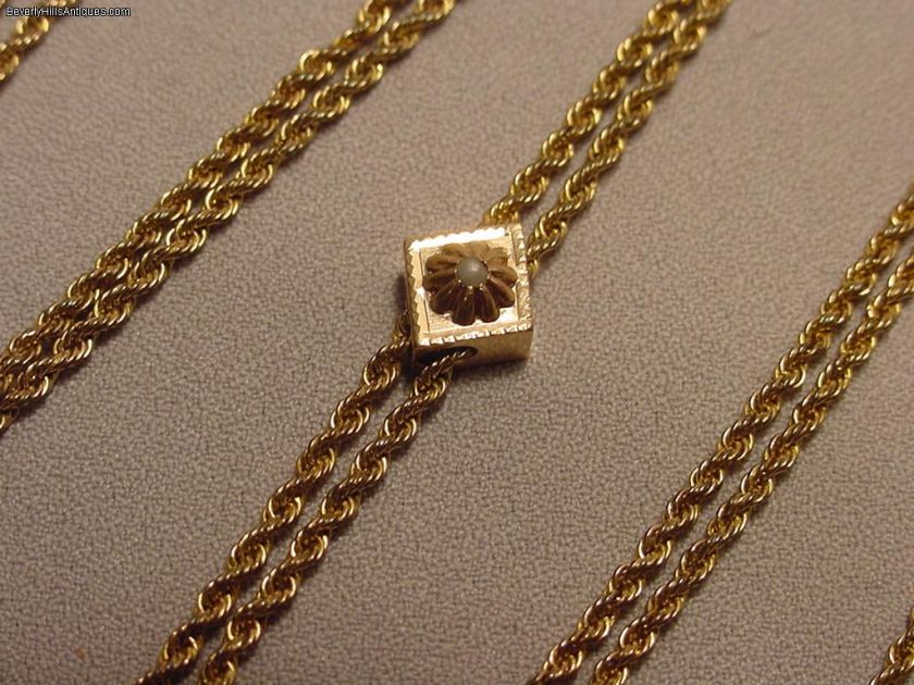 Antique 10k Slide Pearl and Gold Filled Watch Necklace  