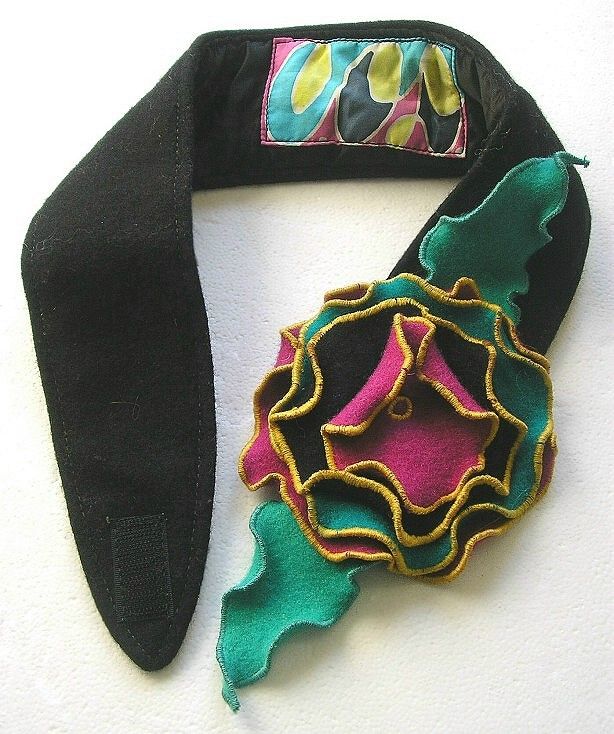 WARM WINTER HEADBAND NOT HAT LINED WOOL FURLED FLOWER FITS HEAD SIZES 