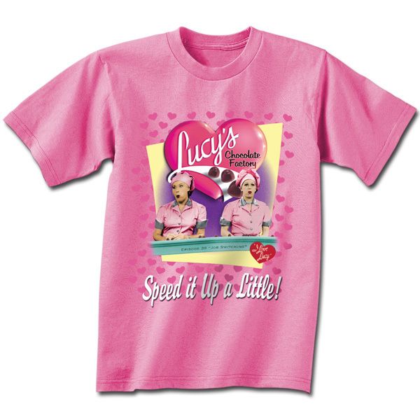 LOVE LUCY Chocolate Factory Tasters Pink T Shirt *NEW  