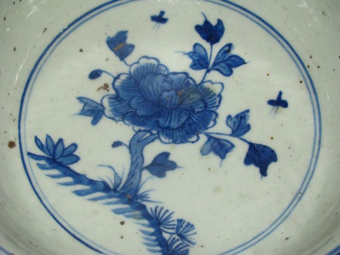 Chinese Blue and White Porcelain Flower & Bird Bowl   Qing  