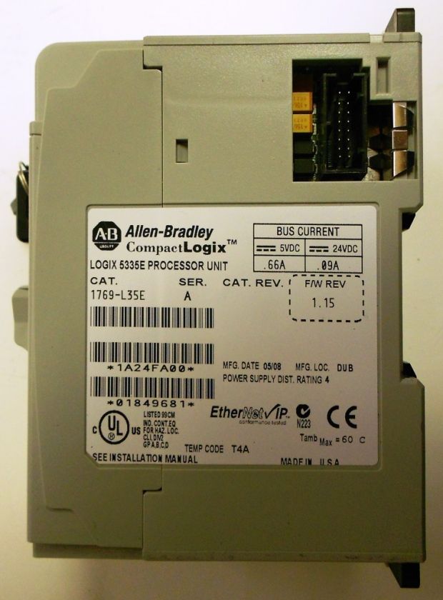 ALLEN BRADLEY COMPACT LOGIX 5335E PROCESSOR UNIT 1769 L35E  