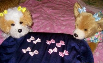 One Pair XS Polka dot DOG Hairbows double PRO GROOM bands w/flower 