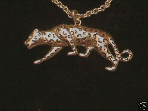 PANTHER NECKLACE SILVER WITH SPOTS 24 TO28 INCH CHAIN  