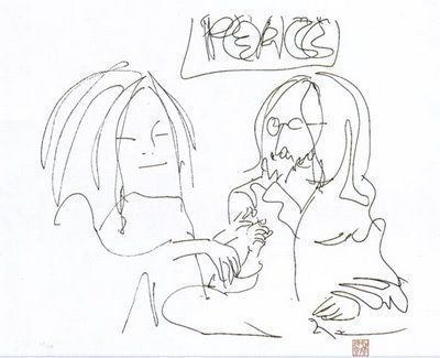 John Lennon Peace and Love Yoko Ono/ Estate Signed Lithograph  