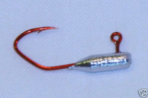 100 pk 1/16 oz Tube Insert Crappie Jigs Red Sickle Hook  