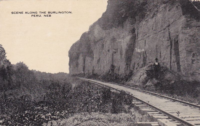 Burlington Peru Nebraska train railway old Postcard  