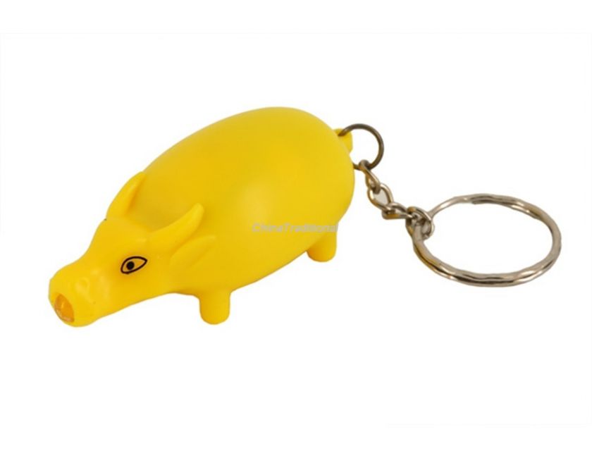 Dynamo Cow Roaring 1 LED Flashlight Torch Keychain Yellow #YDSHK062Y 