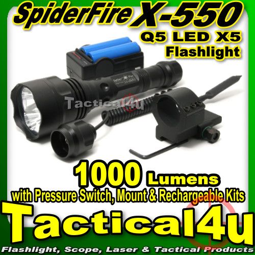 SpiderFire X 550 X550 CREE 1000 Lumen LED X5 Flashlight  