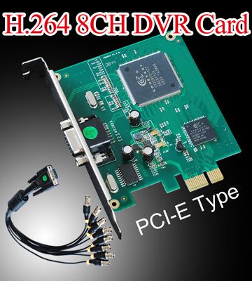 264 CCTV 8ch Net 200/240fps DVR card w/software PCI E  