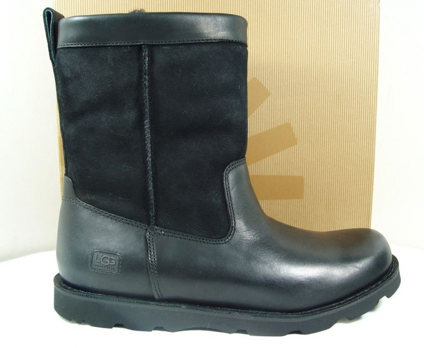 UGG AUSTRALIA WRANGELL BLACK LEATHER BOOTS 11US/10UK  