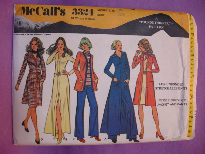 Vintage McCalls pattern 3324 Misses Pounds Thinner S10  