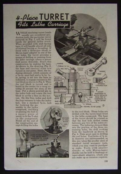 Way Tool Post Turret HowTo build PLANS compound rest  