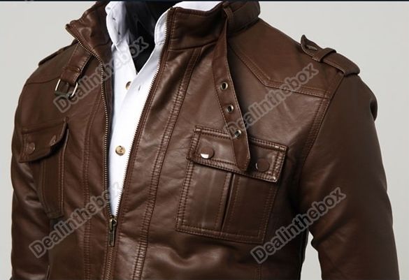 Hotsale Classic Mens Slim Designed PU Leather Coat Short Jacket 