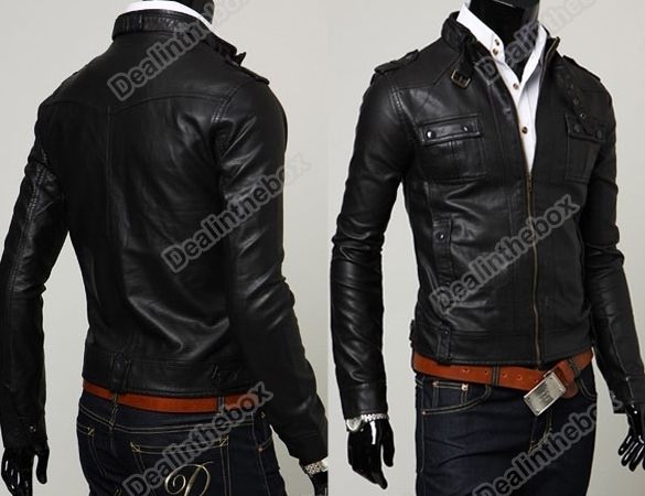 Hotsale Classic Mens Slim Designed PU Leather Coat Short Jacket 