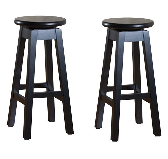 Set of 2 NEW TAYLOR Wood Black Swivel Bar Stool 30  