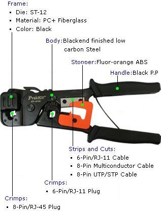 ProsKit CP 376E RJ45/RJ11 Plug Crimp Tool GENUINE NEW  