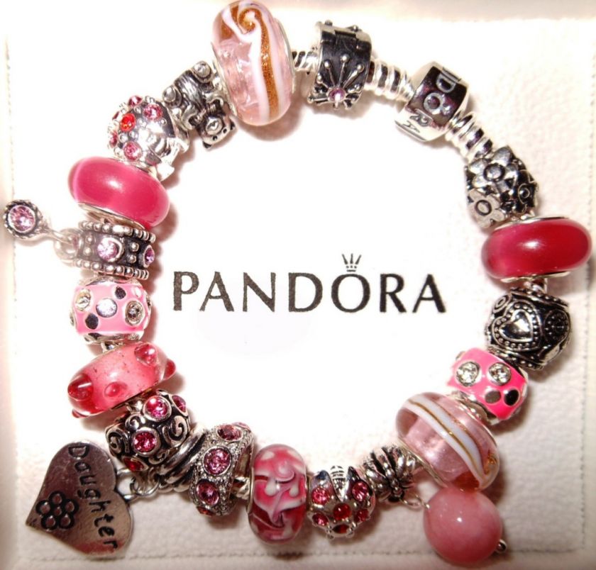   PANDORA BRACELET SILVER SET WITH BOX & BAG 7.9 WONDERFLY LILY