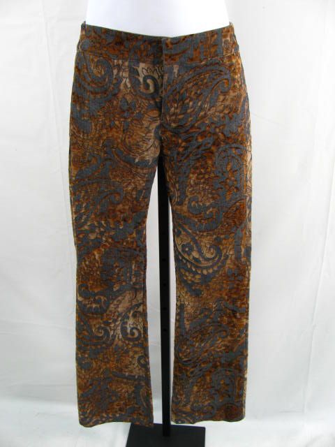 WOMYN Brown Flower Velour Jeans Slacks Size 0  