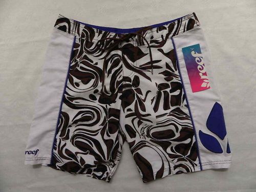 REEF WOMEN BOARDSHORTS SZ 5 WHITE BROWN TROPIC 17  