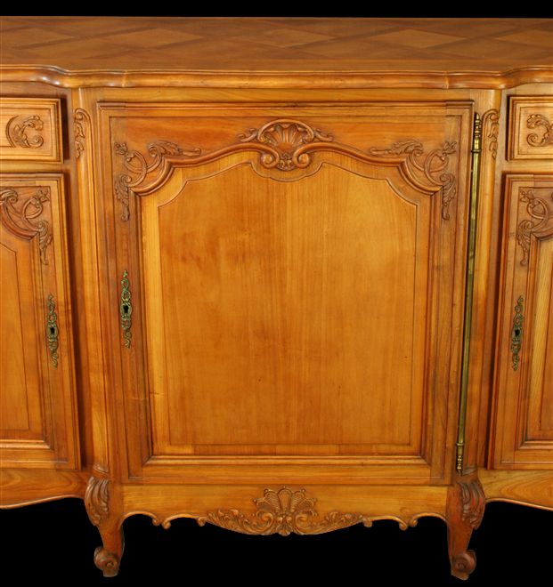 ANTIQUE FRENCH COUNTRY BOMBE LOUIS XV SERVER SIDEBOARD  