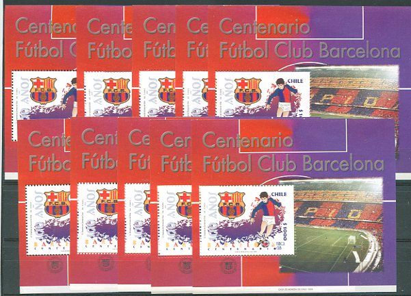 CHILE   SOCCER BARCELONA F.C. Mi Bl 42 x 10 VF  