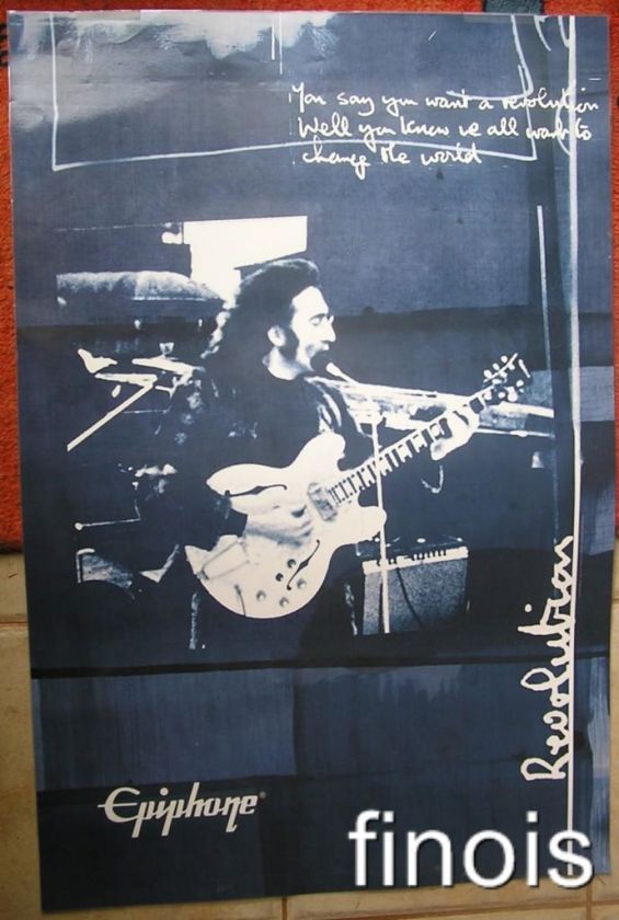 JOHN LENNON EPIPHONE GUITAR LARGE POSTER REVOLUTION VG+  