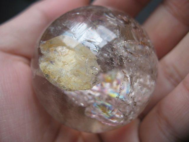 CUTE RAINBOW WHITE TOURMALINE POINT QUARTZ CRYSTAL BALL  