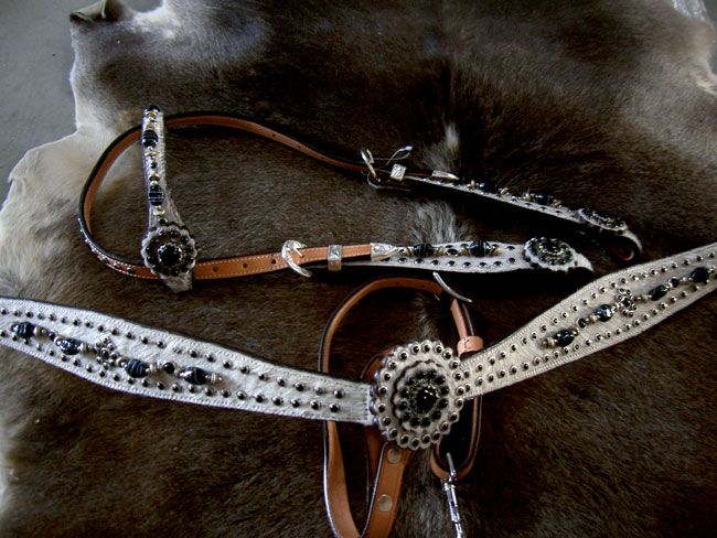 BRIDLE BREAST COLLAR WESTERN LEATHER HEADSTALL BLING  