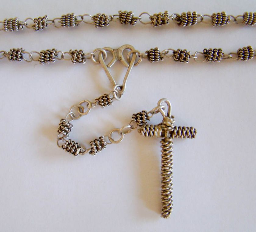 Sterling Silver Cross Beautiful Link Rosary  