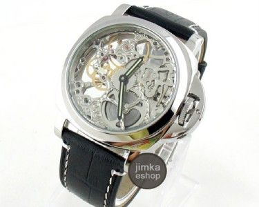 PARNIS 44MM FULL SILVER SKELETON DIAL AUTOMATIC 6497  