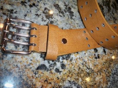 DELIAS 1 3/4 WIDE LEATHER BELT WOMENS LARGE TAN  