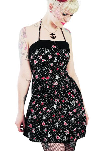 gorgeous hell bunny sailor theme mini halter dress high quality