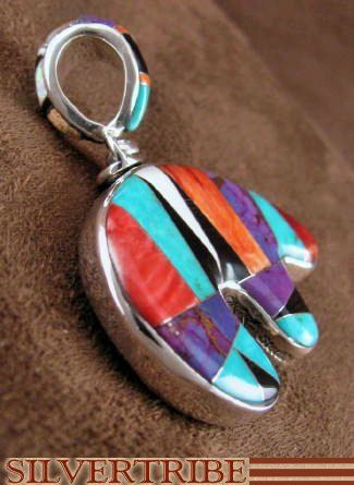 Turquoise Multicolor Whiterock Reversible Bear Pendant  