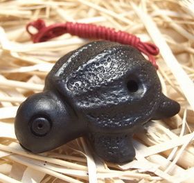 BLACK BIG LEATHERBACK HANDMADE WHISTLE /Necklace~WH07B  