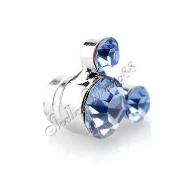 2x Mickey Mouse Magnetic Earring Ear Plug STUD Blue CZ  