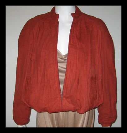   VINTAGE CARLA 70S 80S NUBUCK SUEDE LEATHER RUST JACKET COAT S M  