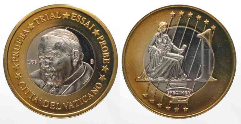 VATICAN 1 Euro 1998 Probe Essai Prueba Trial # 72332  