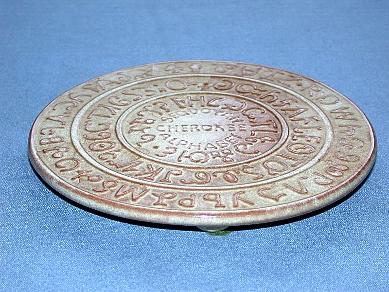   Vintage Frankoma 1825 Sequoyah Cherokee Alphabet Pottery Trivet