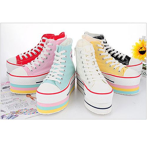 NEW Super Platform Canvas Women Sneakers 6 Colors US  