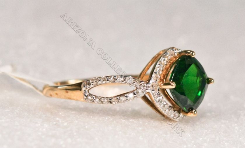 ACN♥ Russian Chrome Diopside 1.84ct & Diamond .28ctw 10k YG Ring 