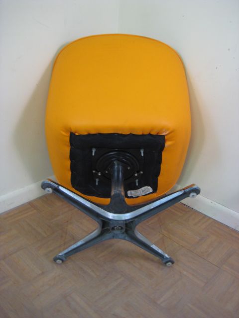 Orange Modern chrome craft pod Vinyl Arm Chair  