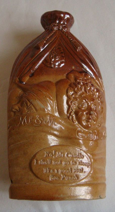 Doulton & Watts scarce stoneware REFORM FLASK c 1830  