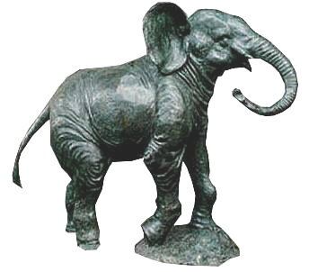 Cast Bronze Standing African Elephant Statue  