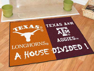 TEXAS A&M AGGIES VS. TEXAS LONGHORNS DIVIDED CARPET RUG  