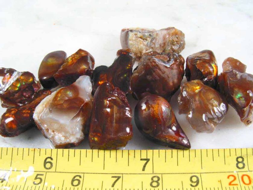 FIRE AGATE AGUAS CALIENTES MEXICO 13 SUPER GEMMY ROUGH WINDOWS BRIGHT 