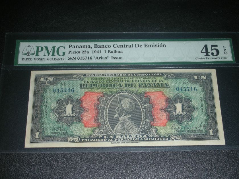 PANAMA Vn (1) Balboa 1941 PMG 45    Rare  