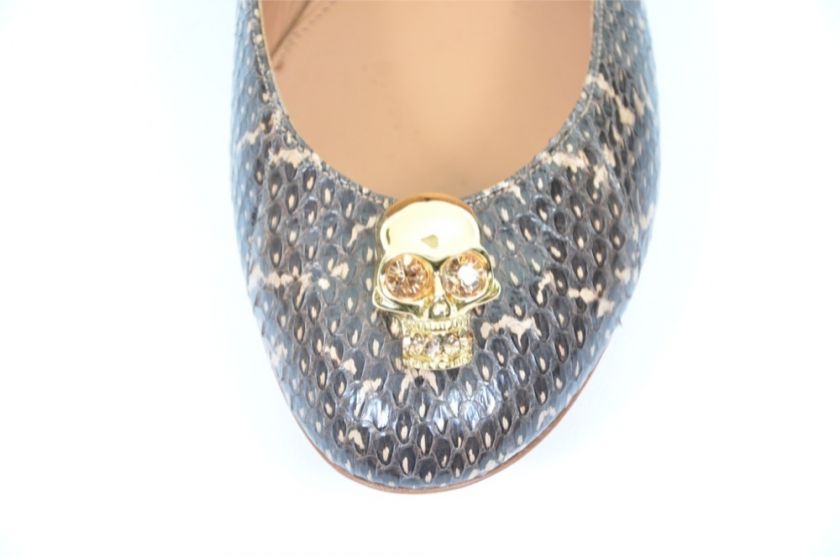 ALEXANDER McQUEEN OPTIC PYTHON SKIN SKULL BALLET FLATS SHOES UK 7 US 